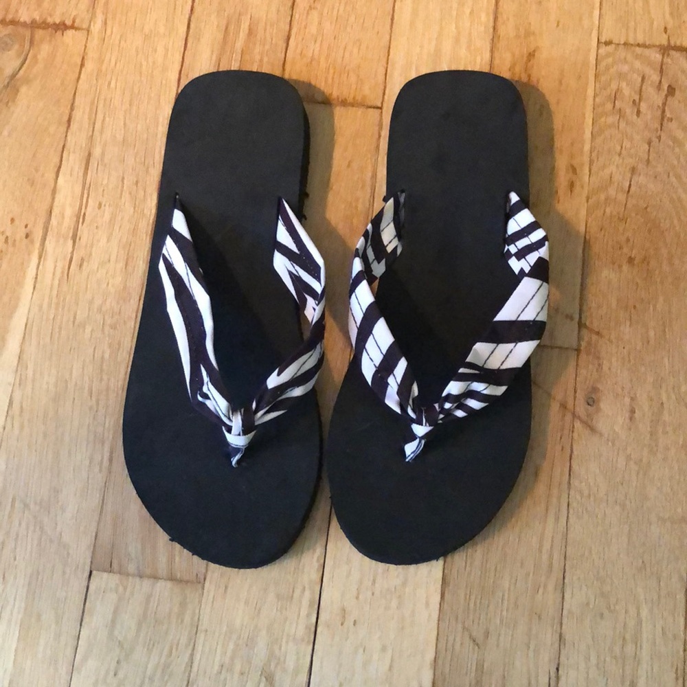 Zebra print flip flops